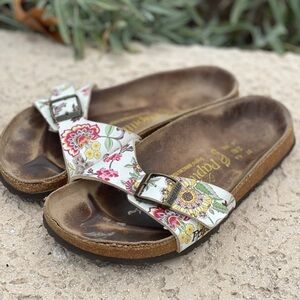 Birkenstock Madrid Papillio floral slides size 37 slip on casual lagenlook
